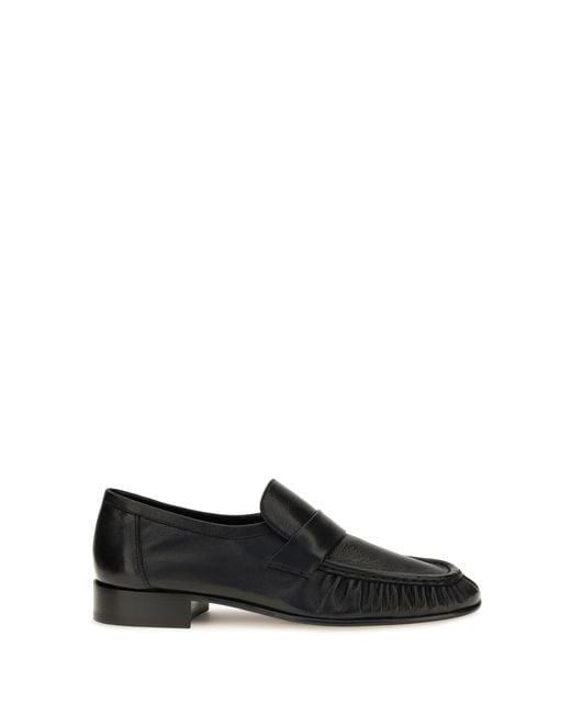 The Row Black Soft Suede Loafers Calf Leather