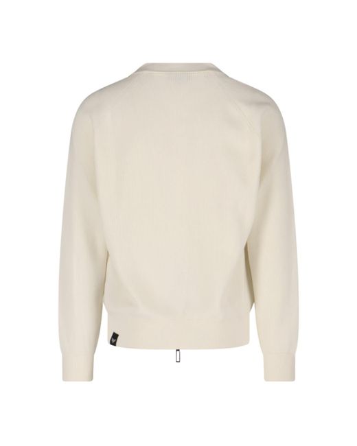 Emporio Armani White Knitted Zip Cardigan for men
