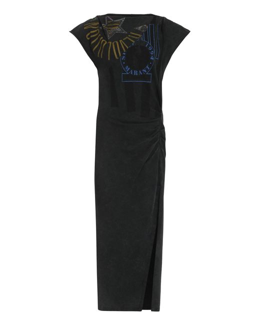 Isabel Marant Black Nadela Printed Cotton Dress