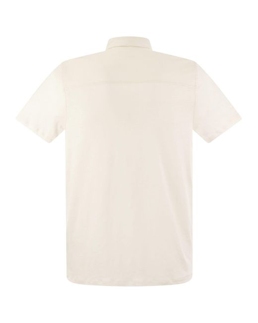 Majestic Filatures White Linen Short-Sleeved Polo Shirt for men