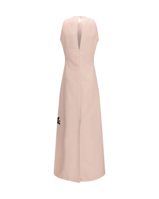Crida Milano Pink Petunia Long Dress Cotton And Viscose Duchesse Cotton