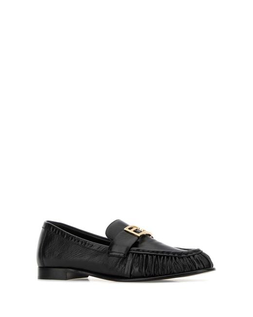 Fendi Black Nappa Leather Baguette Loafers
