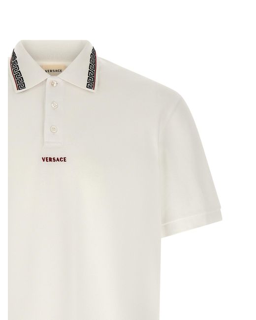 Versace White Cotton Polo Shirt for men