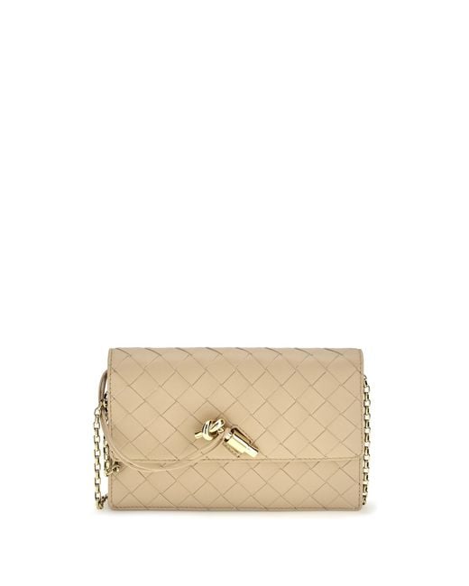 Bottega Veneta Natural Pouch On Chain Andiamo Shore-Muse Brass Shore/Muse Lamb Leather Wallets & Purses