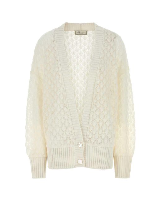 Blumarine White Ivory Nylon Blend Oversize Cardigan