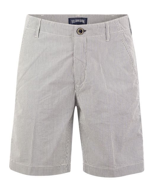Vilebrequin Gray Micro Striped Cotton Bermuda Shorts