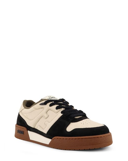 Fendi Black Match Leather Low-Top Sneakers for men