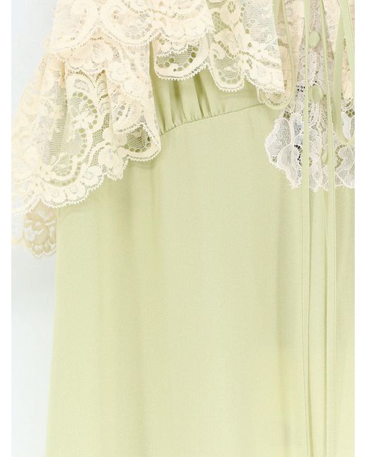 Chloé Green Silk Dress With Lace Inserts