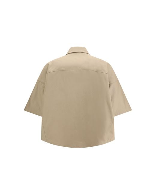 Brunello Cucinelli Natural Short-Sleeve Shirt Cotton; Linen