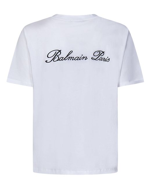 Balmain White Paris Iconic T-Shirt for men