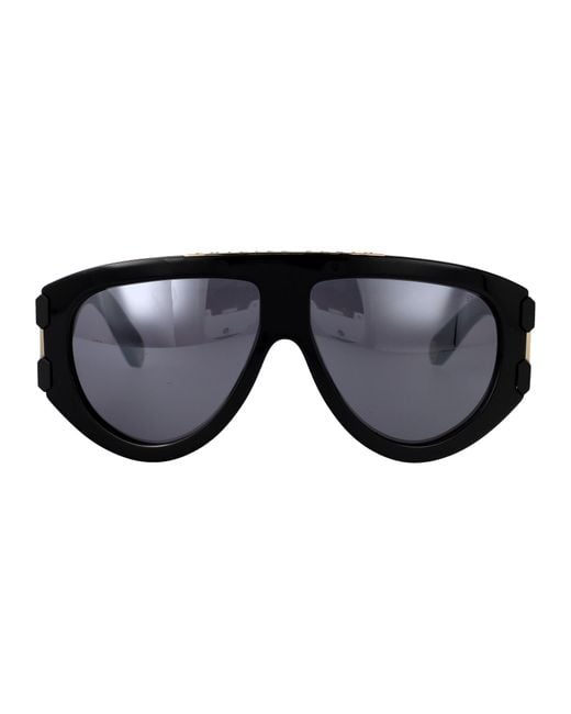 Philipp Plein Black Spp127M 700G Acetate + Metal Sunglasses for men