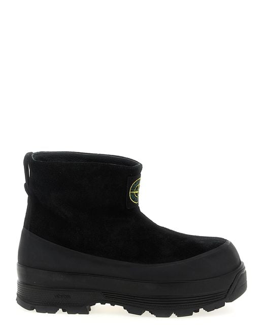 Stone Island Black Suede Ankle Boots for men