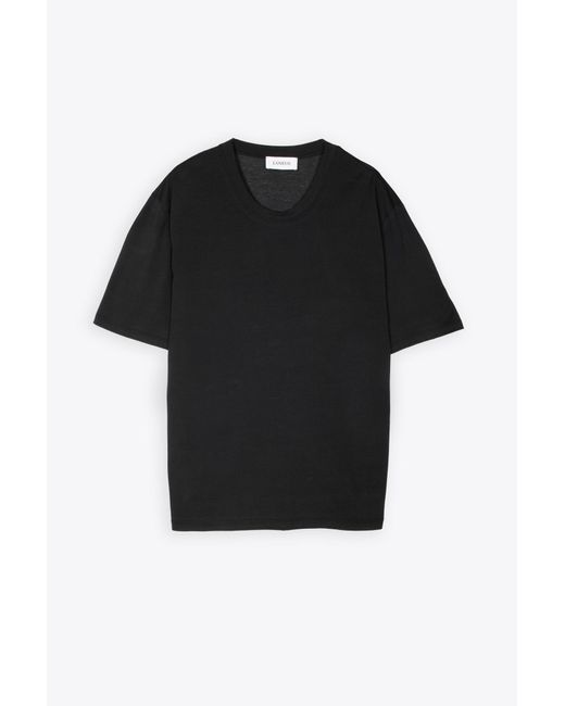 Laneus Black Crewneck Ultra-Light Cotton T-Shirt for men
