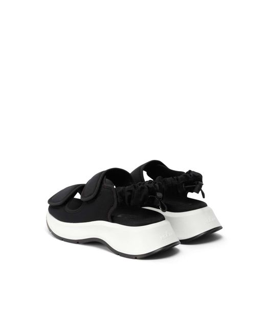 Hogan Black Chunky Touch-Strap Sandals