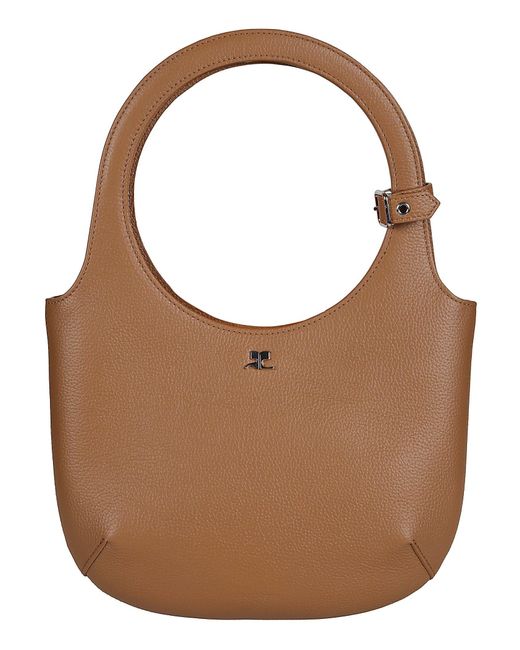 Courreges Brown Holy Grained Leather Tote