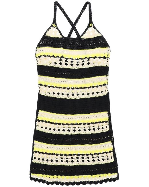 Ganni Black Mini Crochet Dress