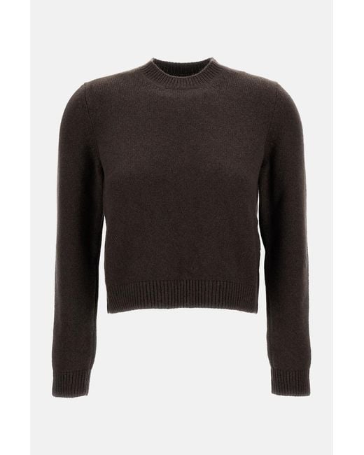Khaite Black Crewneck Knit Sweater With Ribbed Trim
