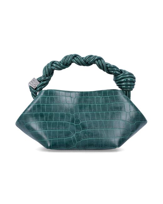 Ganni Blue Mini Braided Bou Handbag