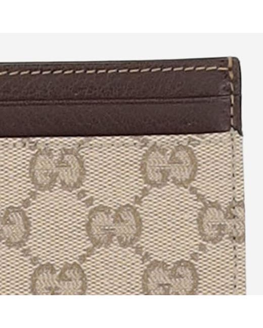 Gucci Brown Card Holder Essence Classic Cotton Wallets & Cardholders for men