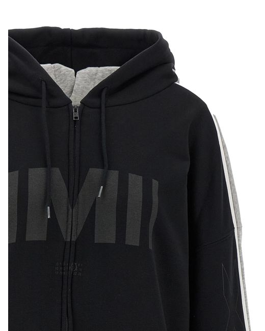 MM6 by Maison Margiela Black Double Front Hoodie Cotton Sweatshirt