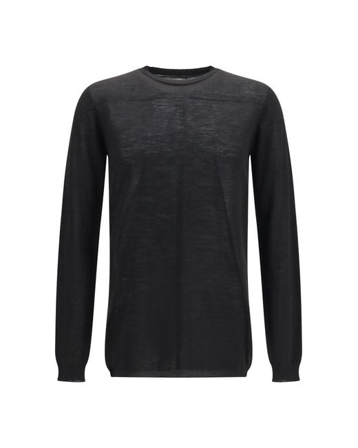Rick Owens Black Biker Level Sweater Merino Wool Ovis Aries for men