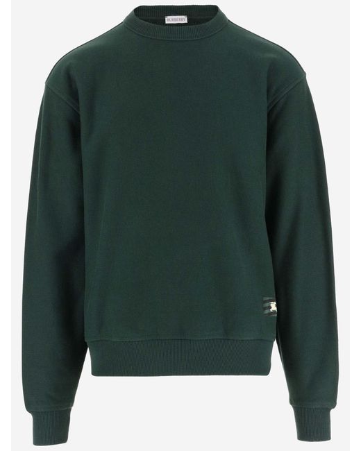 Burberry Green Cotton Sweatshirt With Logo for men