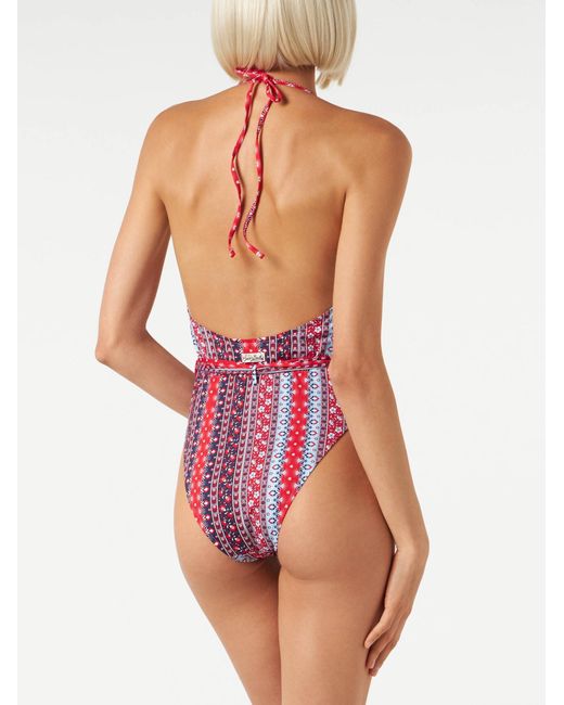 Mc2 Saint Barth Red One Piece Gipsy Print