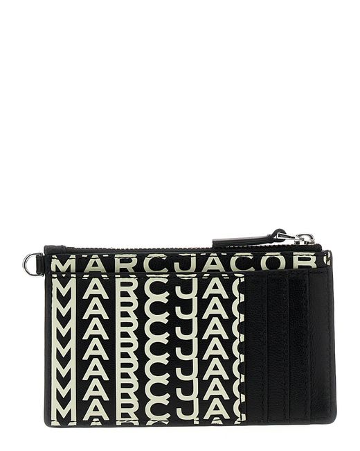 Marc Jacobs Black The Monogram Leather Top Zip Wristlet Wallets