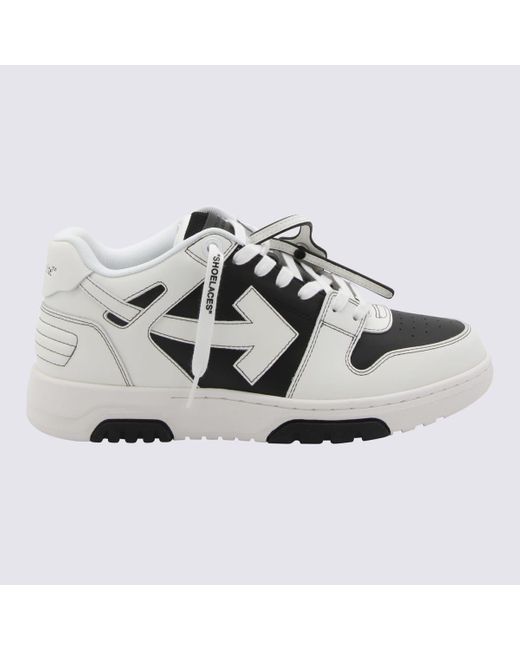 Off-White c/o Virgil Abloh Metallic Black And White Leather Out Office Sneakers for men
