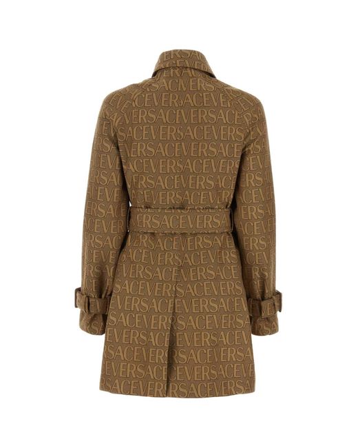 Versace Brown Embroidered Polyester Blend Trench Coatâ