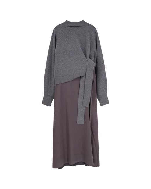 Boss Gray Flalina Dress With Virgin Wool And Cashmere Sweater