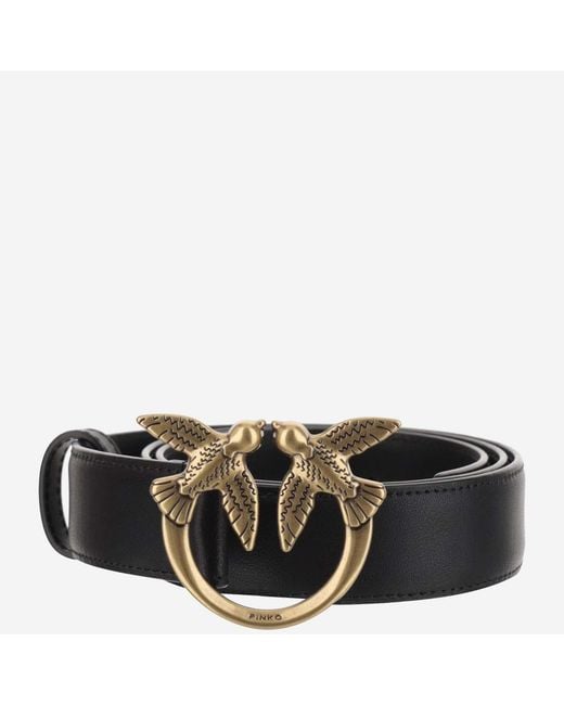 Pinko Black Leather Belt With Logo