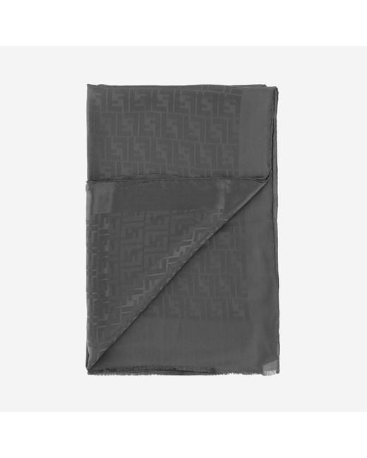 Fendi Gray Silk Scarf