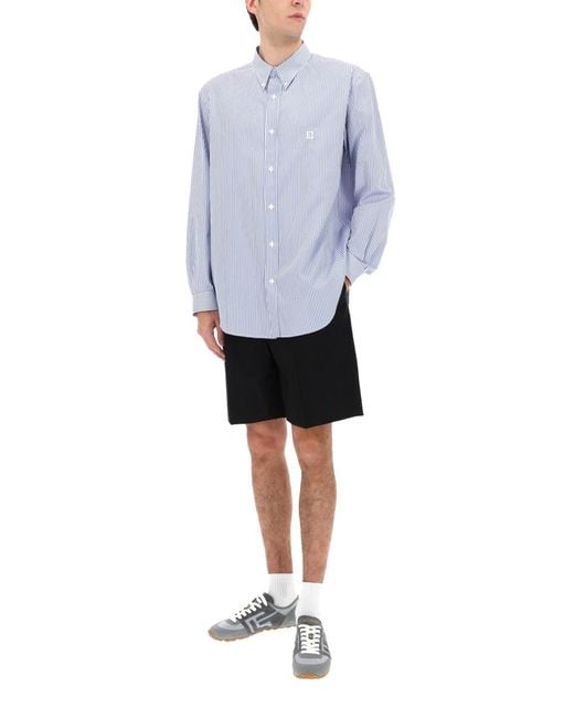 Balmain Blue Logo Shirt Cotton for men