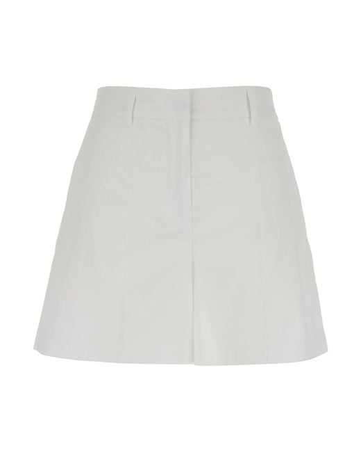 Le Plain White Cotton Belt Loops Shorts For Polyamide Elastane And Bermuda