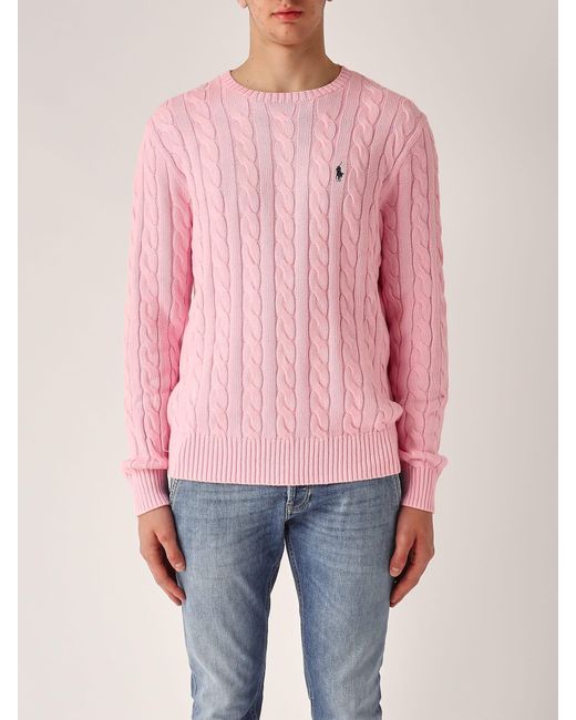 Polo Ralph Lauren Pink Maglia Con Treccia Regular Sweater for men