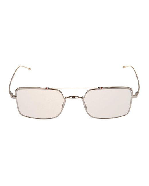 Thom Browne Metallic Top Bar Detail Square Glasses