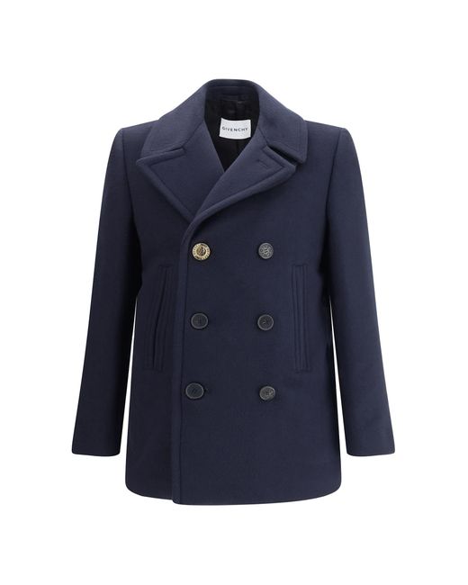 Givenchy Blue Double-Breasted Coat for men