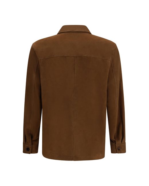 Umit Benan Brown Santiago Suede Jacket Lamb Ovis Aries for men