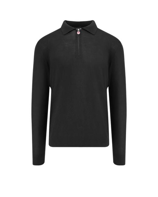 Kiton Black Wool Polo Shirt for men