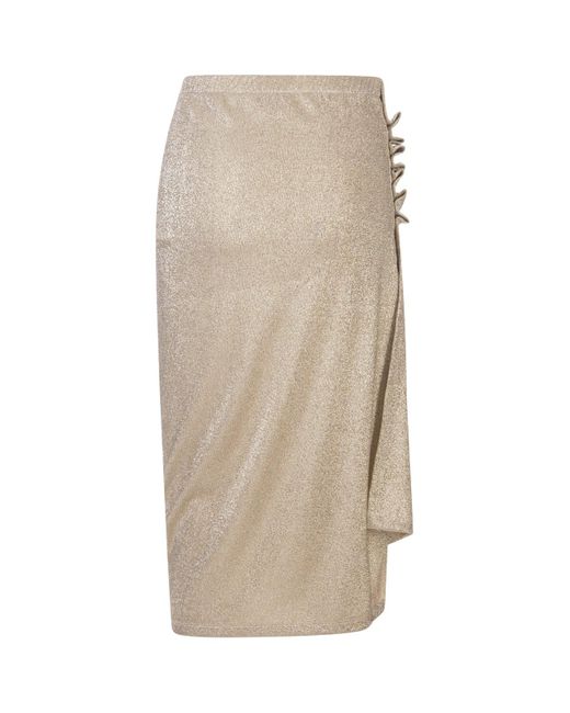 Rabanne Natural Gold Lurex Midi Skirt
