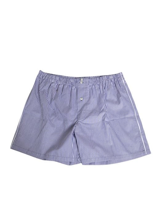 Dolce & Gabbana Purple Cotton Striped Button Fly Shorts Swimwear for men