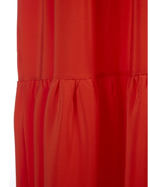 Kiton Red Bright Silk Shirt Long Dress