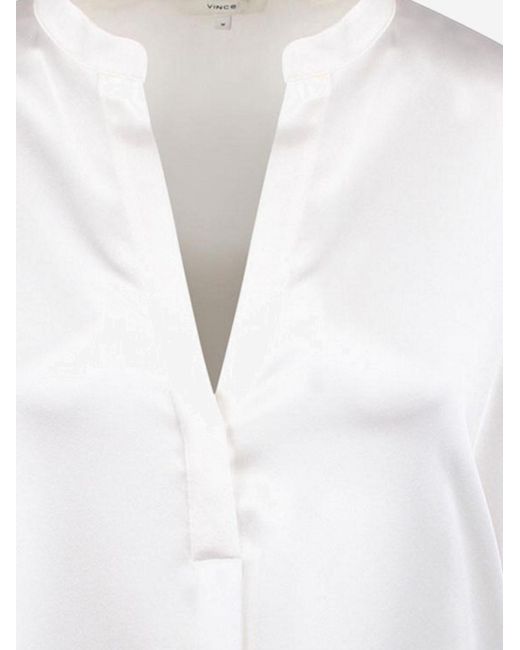 Vince White Silk V-Neck Shirt