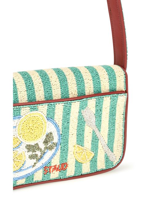Staud Blue Shoulder Bag Tommy Beaded Rayon