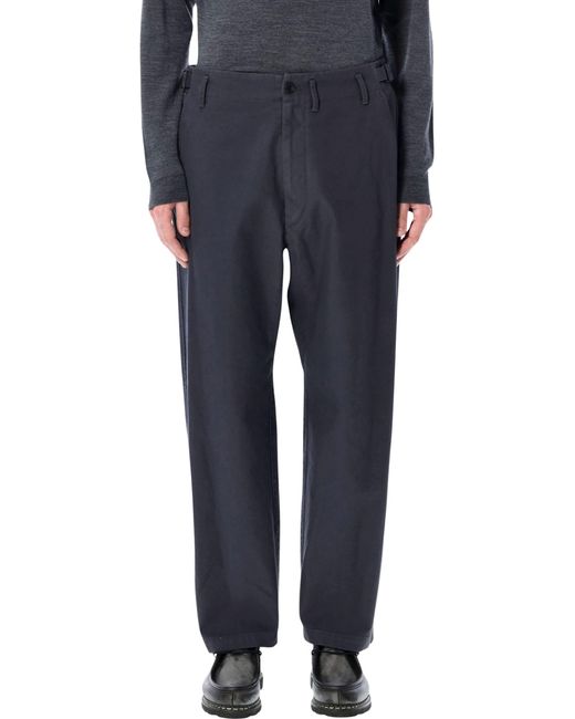 Lemaire Blue Heavy Cotton Twill Carrot Pants for men