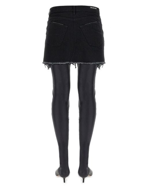 Balenciaga Black Skirt Mini Cut-Up Denim Cotton