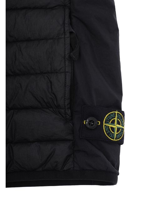 Stone Island Black Hooded Down Jacket Polyamide Padded for men