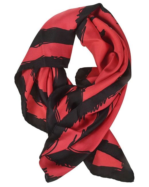 Moschino Red Logo Detail Scarf