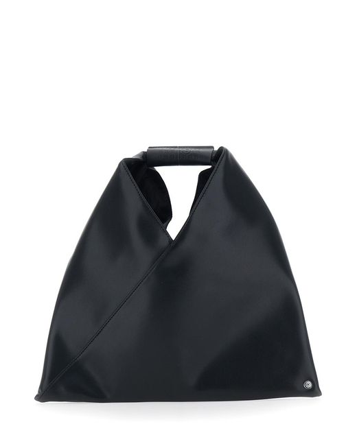 MM6 by Maison Margiela Black Handbag Triangular Silhouette Leather Shoulder Bags